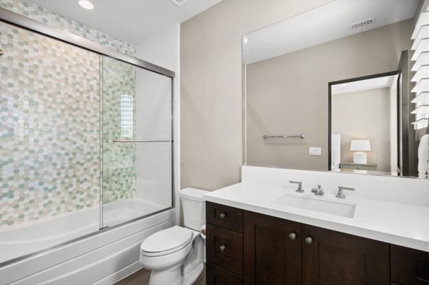 Bathroom, Glass Shower, Interior, Recessed Lighting