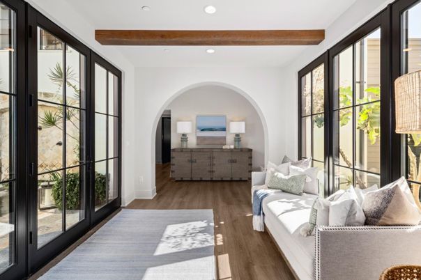 Bedroom, Interior, Recessed Lighting, Wooden Beams, Wood Texture Flooring
