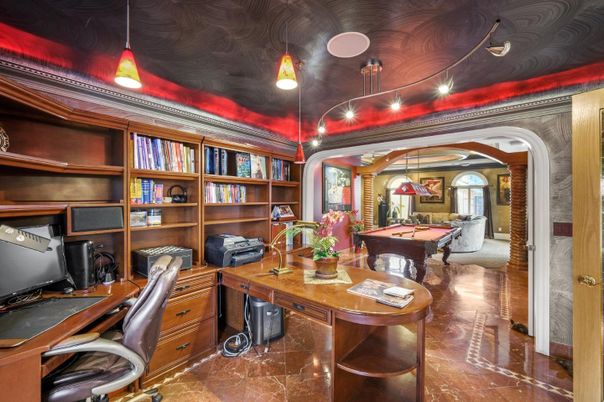 Billiard Table, Game Room, Home Office, Interior, Pendant Lights, Recessed Lighting