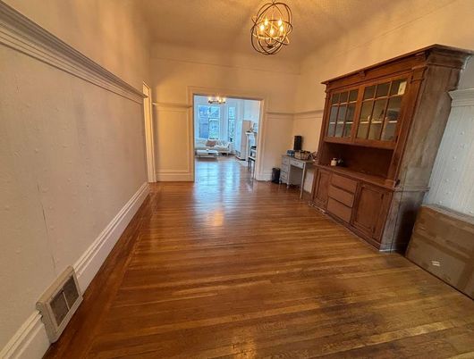 Chandelier, Empty room, Interior, Wood Texture Flooring
