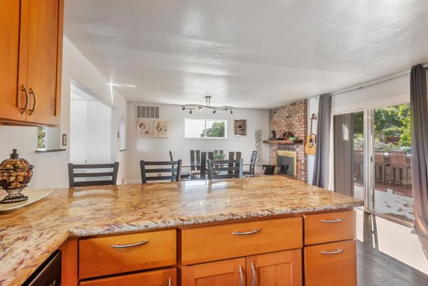 Dining room, Fireplace, Interior, Stone Walls, Wood Texture Flooring
