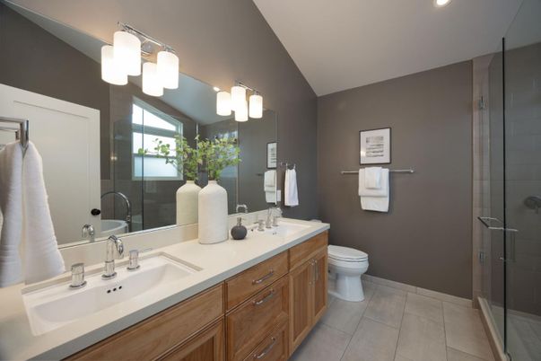 Bathroom, Dual Sink Vanities, Glass Shower, Interior, Recessed Lighting
