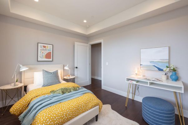 Bedroom, Home Office, Interior, Recessed Lighting, Wood Texture Flooring