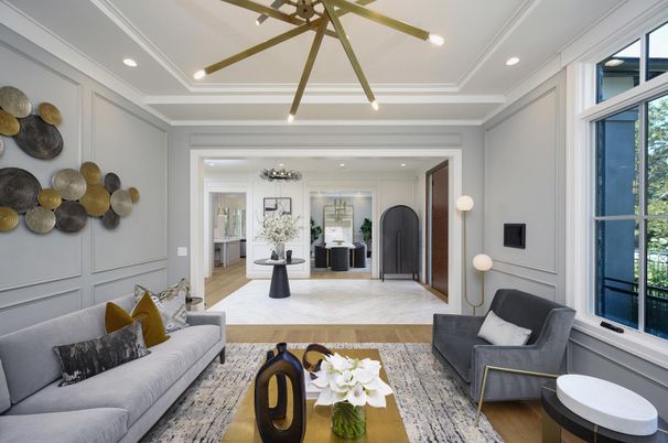 Interior, Living room, Recessed Lighting, Wood Texture Flooring