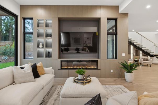 Fireplace, Interior, Living room, Recessed Lighting