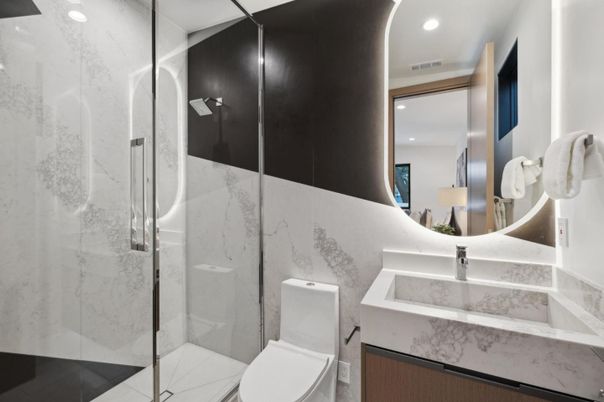 Bathroom, Glass Shower, Interior, Recessed Lighting