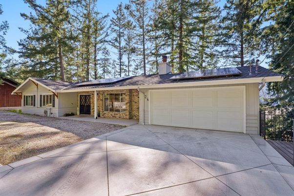 Attached, Exterior, Facade, Solar Panels, Ranch