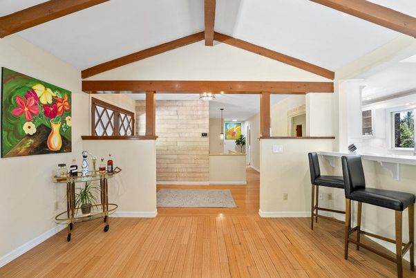 Interior, Stone Walls, Wooden Beams, Wood Texture Flooring