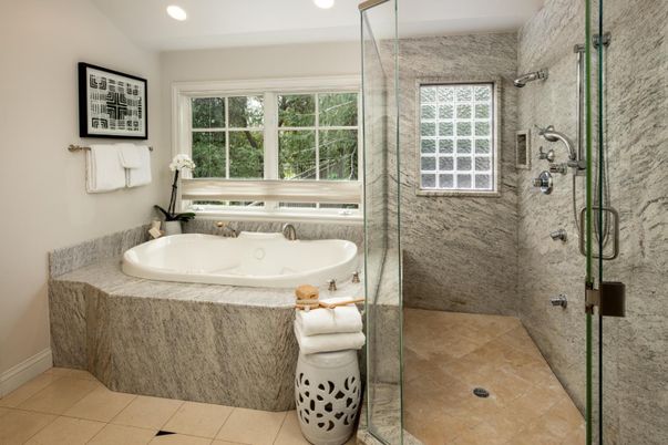 Bathroom, Glass Shower, Interior, Recessed Lighting