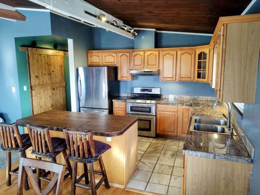 Interior, Kitchen, Stainless Steel Appliances, Wooden Ceilings, Wood Texture Flooring