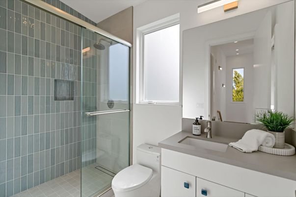 Bathroom, Glass Shower, Interior, Recessed Lighting
