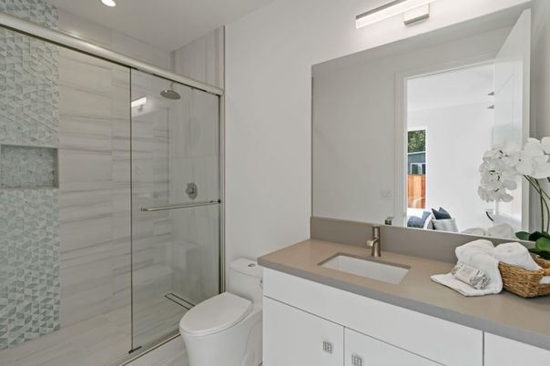 Bathroom, Glass Shower, Interior, Recessed Lighting