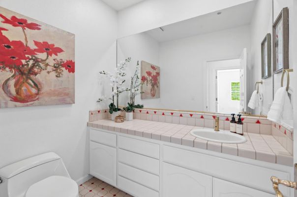 Bathroom, Interior, Recessed Lighting, Tile Countertops