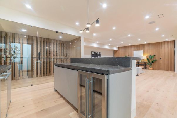 Interior, Kitchen, Pendant Lights, Recessed Lighting, Wood Texture Flooring