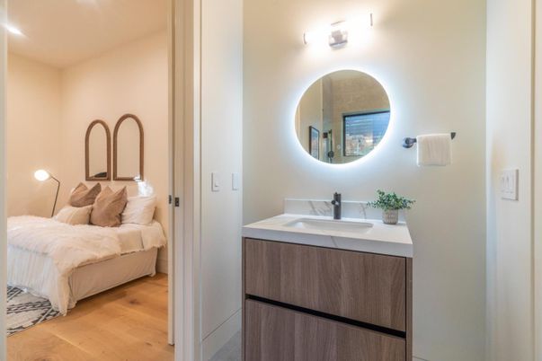 Bathroom, Bedroom, Interior, Recessed Lighting, Wood Texture Flooring