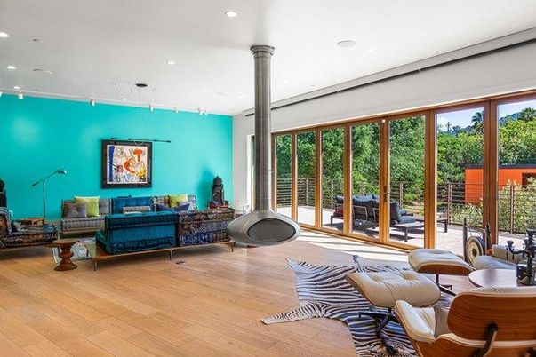 Interior, Living room, Recessed Lighting, Wood Texture Flooring