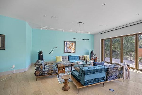 Bedroom, Interior, Living room, Pendant Lights, Recessed Lighting, Wood Texture Flooring
