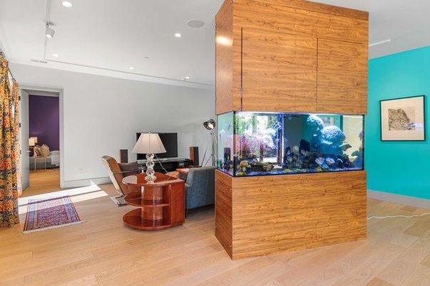 Interior, Living room, Recessed Lighting, Wood Texture Flooring, Wooden Walls