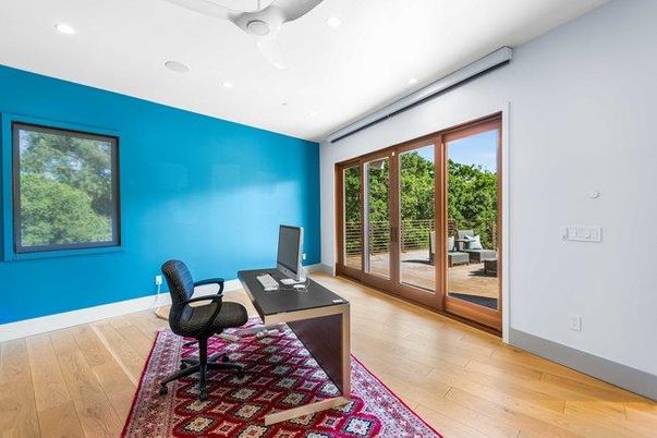 Home Office, Interior, Recessed Lighting, Wood Texture Flooring