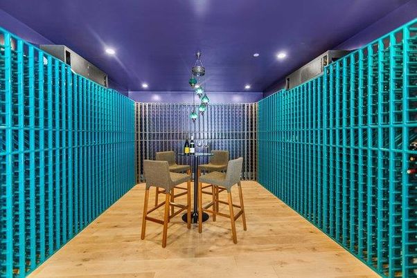 Interior, Pendant Lights, Recessed Lighting, Wine Storage, Wood Texture Flooring