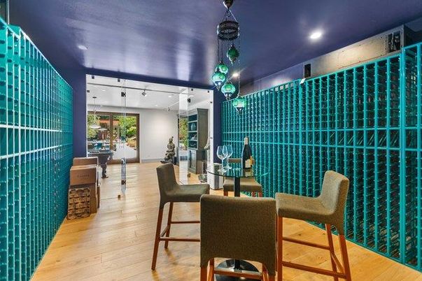 Interior, Pendant Lights, Recessed Lighting, Wine Storage, Wood Texture Flooring