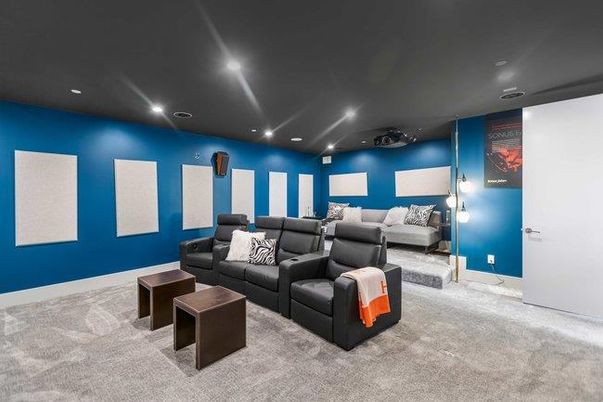 Home Theatre Room, Interior, Projection Screen, Recessed Lighting, Theatre Room