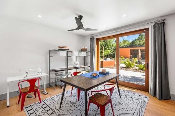Home Office, Interior, Recessed Lighting, Wood Texture Flooring