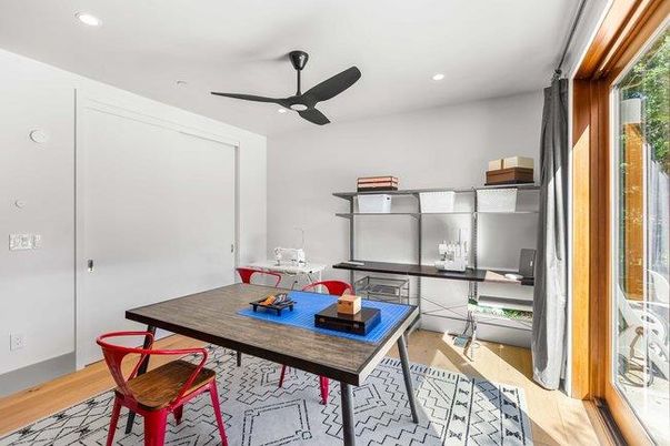 Home Office, Interior, Recessed Lighting, Wood Texture Flooring