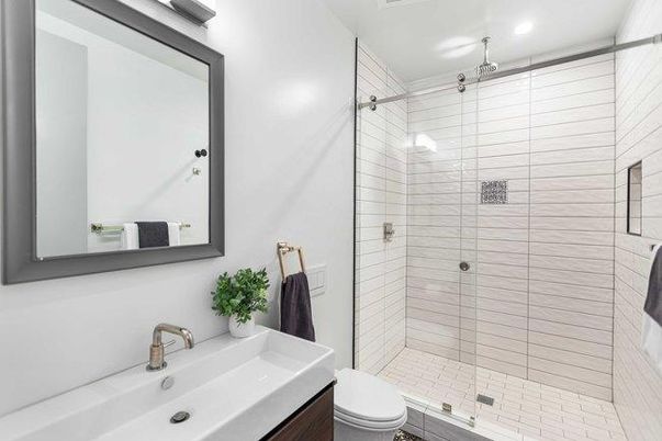Bathroom, Glass Shower, Interior, Recessed Lighting