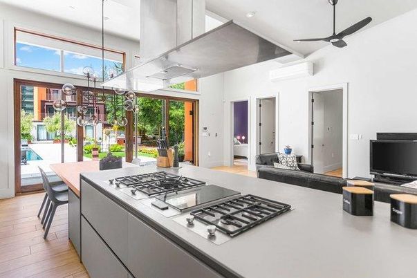 Dining room, Interior, Kitchen, Living room, Pendant Lights, Recessed Lighting, Wood Texture Flooring