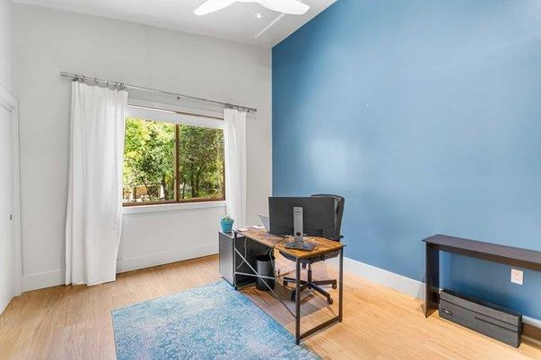 Home Office, Interior, Recessed Lighting, Wood Texture Flooring