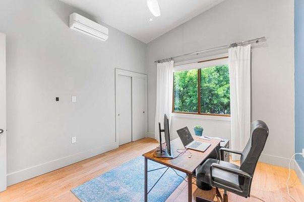 Home Office, Interior, Recessed Lighting, Wood Texture Flooring