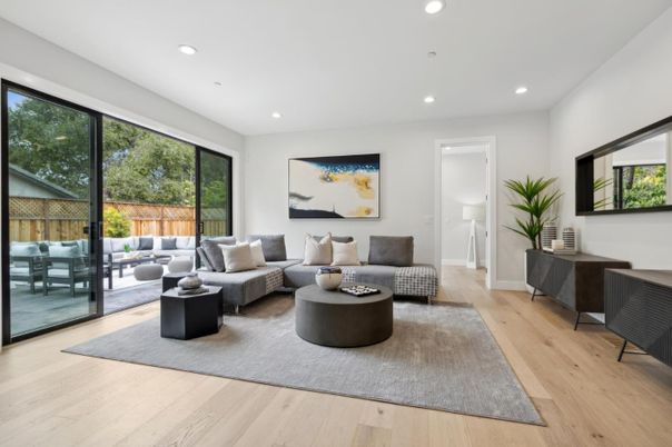 Interior, Living room, Recessed Lighting, Wood Texture Flooring