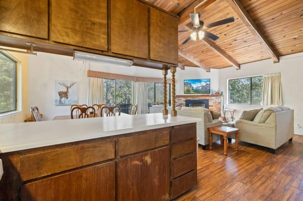 Dining room, Fireplace, Interior, Living room, Wooden Beams, Wooden Ceilings, Wood Texture Flooring