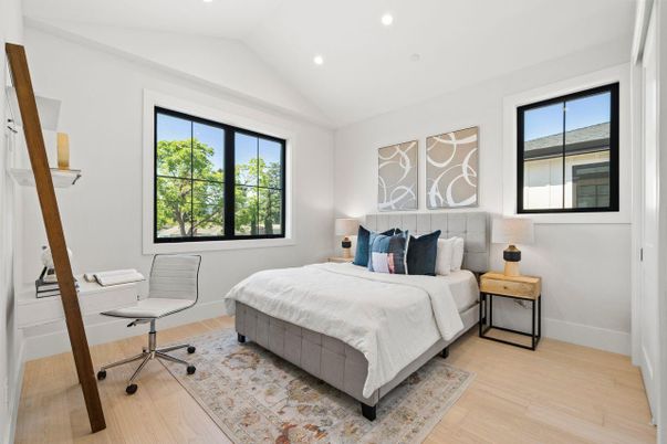 Bedroom, Home Office, Interior, Recessed Lighting, Wood Texture Flooring
