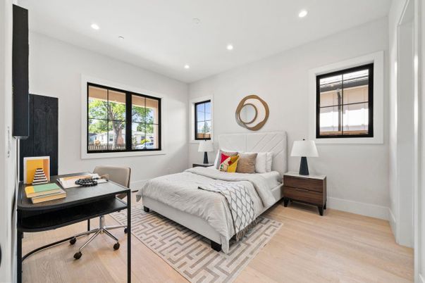 Bedroom, Home Office, Interior, Recessed Lighting, Wood Texture Flooring