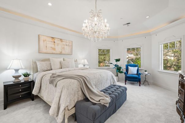 Bedroom, Chandelier, Interior, Recessed Lighting