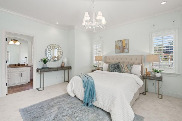 Bedroom, Chandelier, Interior, Recessed Lighting