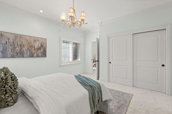 Bedroom, Chandelier, Interior, Recessed Lighting