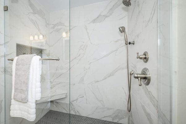 Bathroom, Glass Shower, Interior, Marble Walls