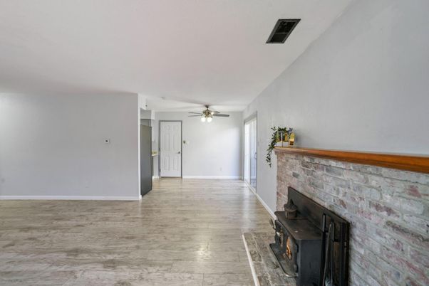 Empty room, Fireplace, Interior, Wood Texture Flooring