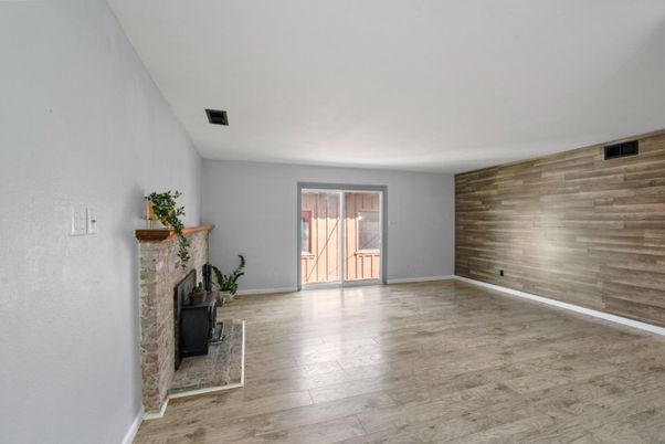Empty room, Fireplace, Interior, Wood Texture Flooring, Wooden Walls