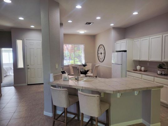 Dining room, Interior, Kitchen, Recessed Lighting, Tile Countertops