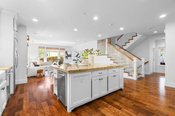 Interior, Kitchen, Living room, Recessed Lighting, Wood Texture Flooring