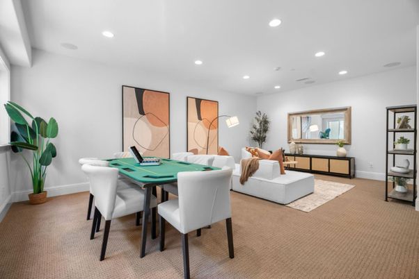 Dining room, Game Room, Interior, Living room, Recessed Lighting