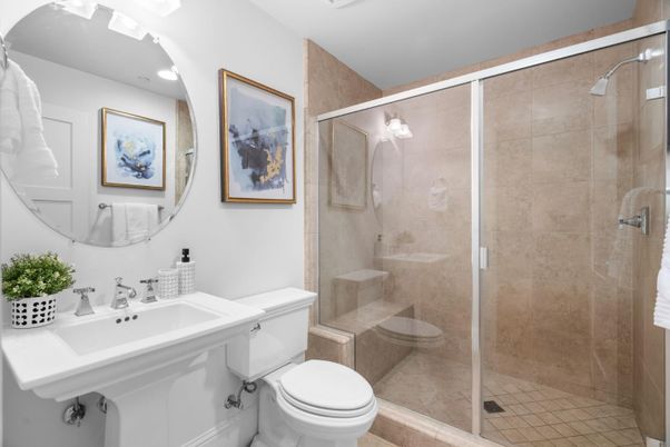 Bathroom, Glass Shower, Interior, Recessed Lighting