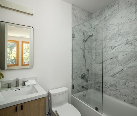 Bathroom, Glass Shower, Interior, Marble Walls