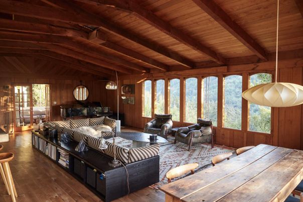 Interior, Living room, Pendant Lights, Wooden Beams, Wooden Ceilings, Wood Texture Flooring, Wooden Walls