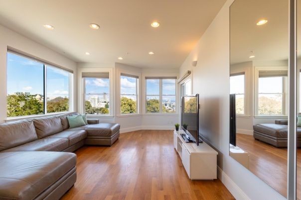Interior, Living room, Recessed Lighting, Wood Texture Flooring