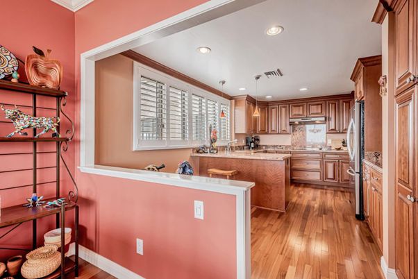 Interior, Kitchen, Pendant Lights, Recessed Lighting, Wood Texture Flooring